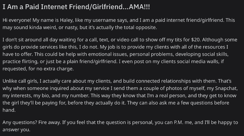 becoming a paid internet girlfriend